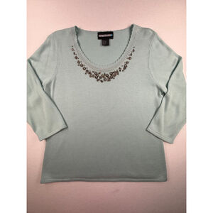 Requirements Women’s Embellished Knit Sweater Light Blue Size L